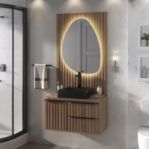 Gabinete Conjunto Cecilia Suspenso 60 Nogal C/ Painel FABRIBAM